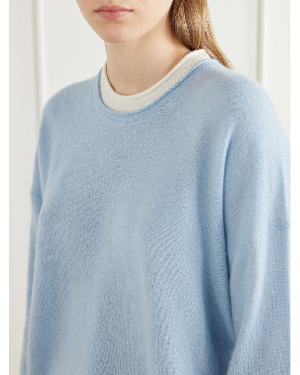 La Ligne Blue Dominick Cashmere And Silk-Blend Sweater