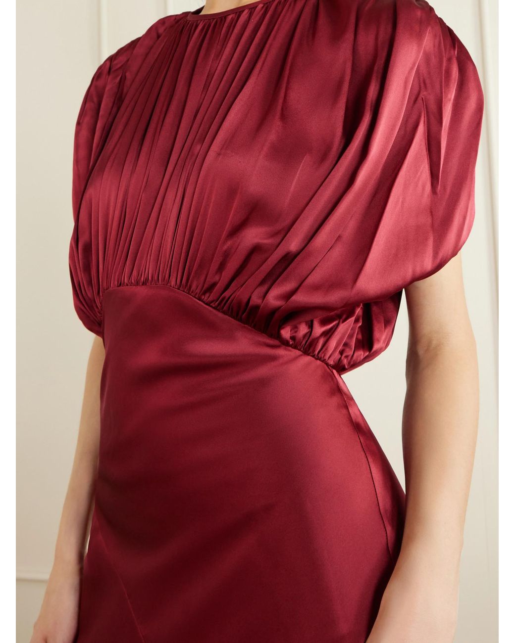 TOVE Coco Gathered Satin Maxi Dress