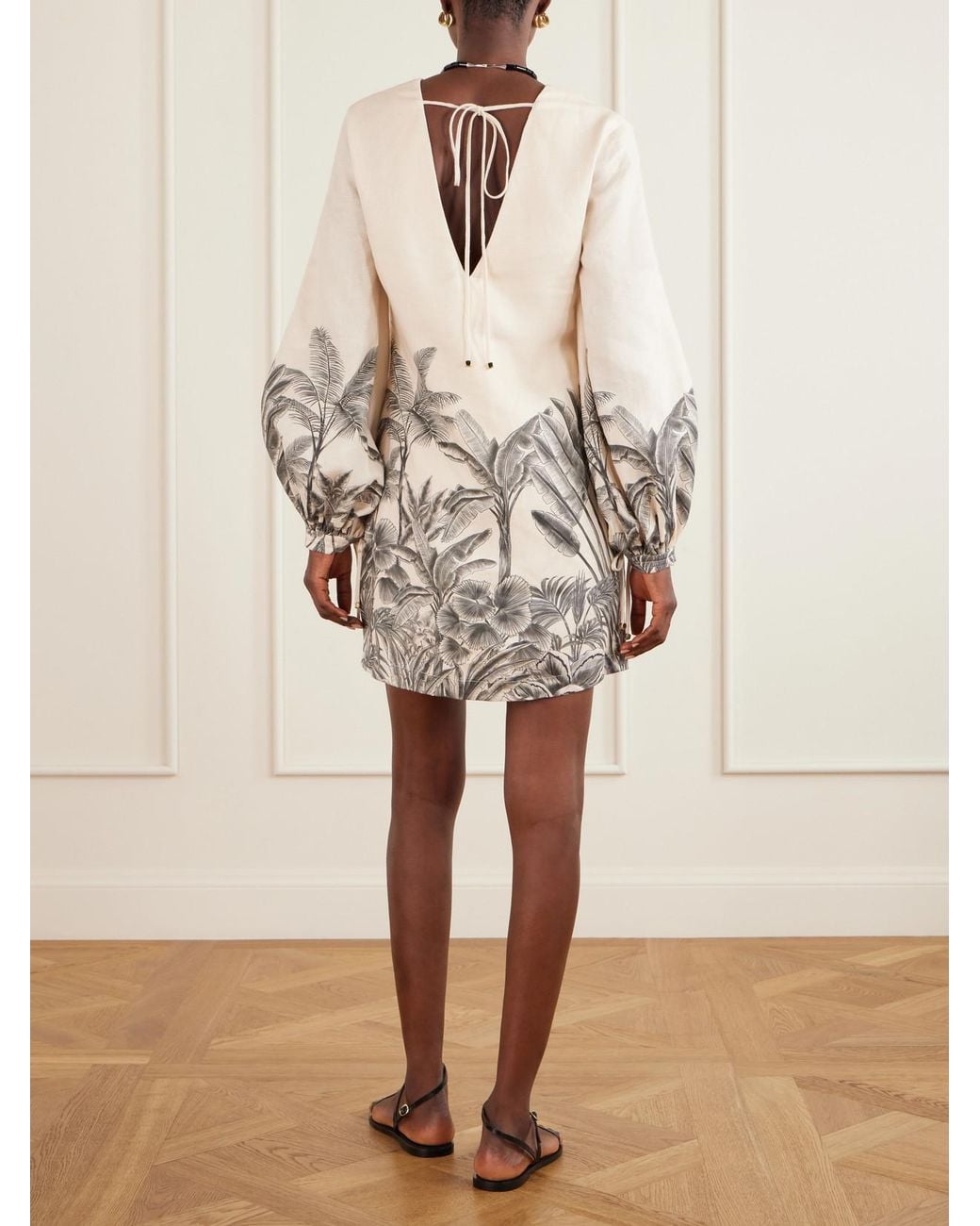 ANDRES OTALORA White Amarula Porfavor Printed Linen Mini Dress