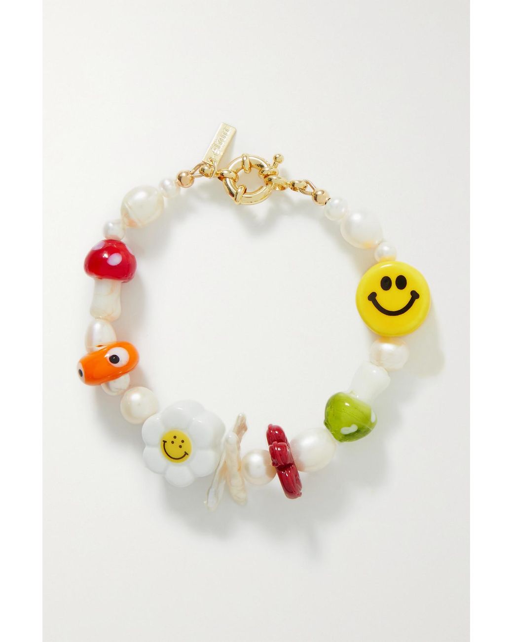 Eliou Dona Gold-tone, Pearl And Bead Bracelet in White | Lyst