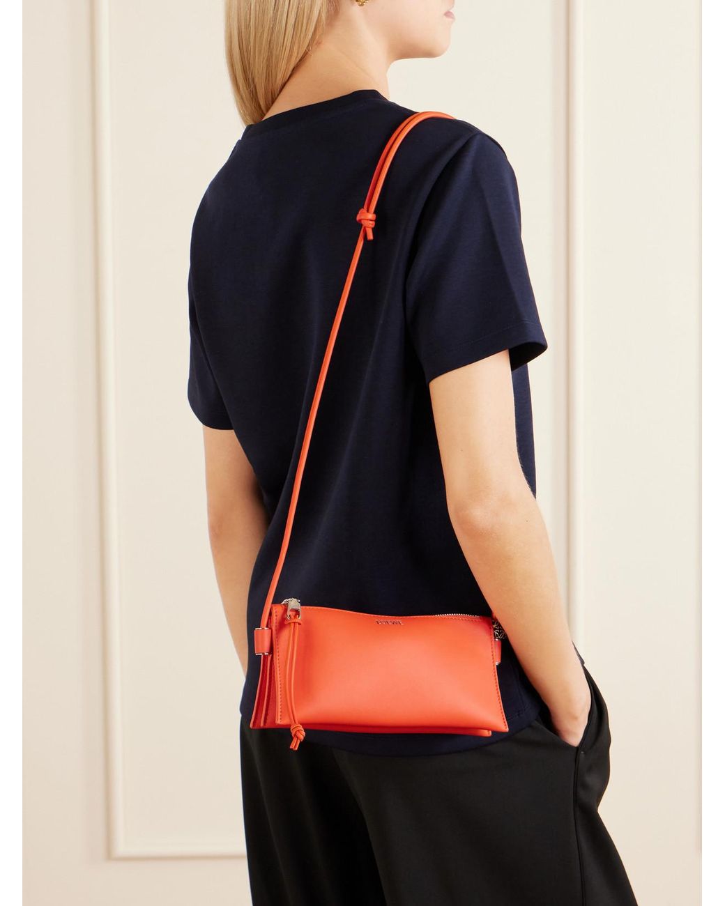 Loewe Red Joya Embellished Leather Shoulder Bag