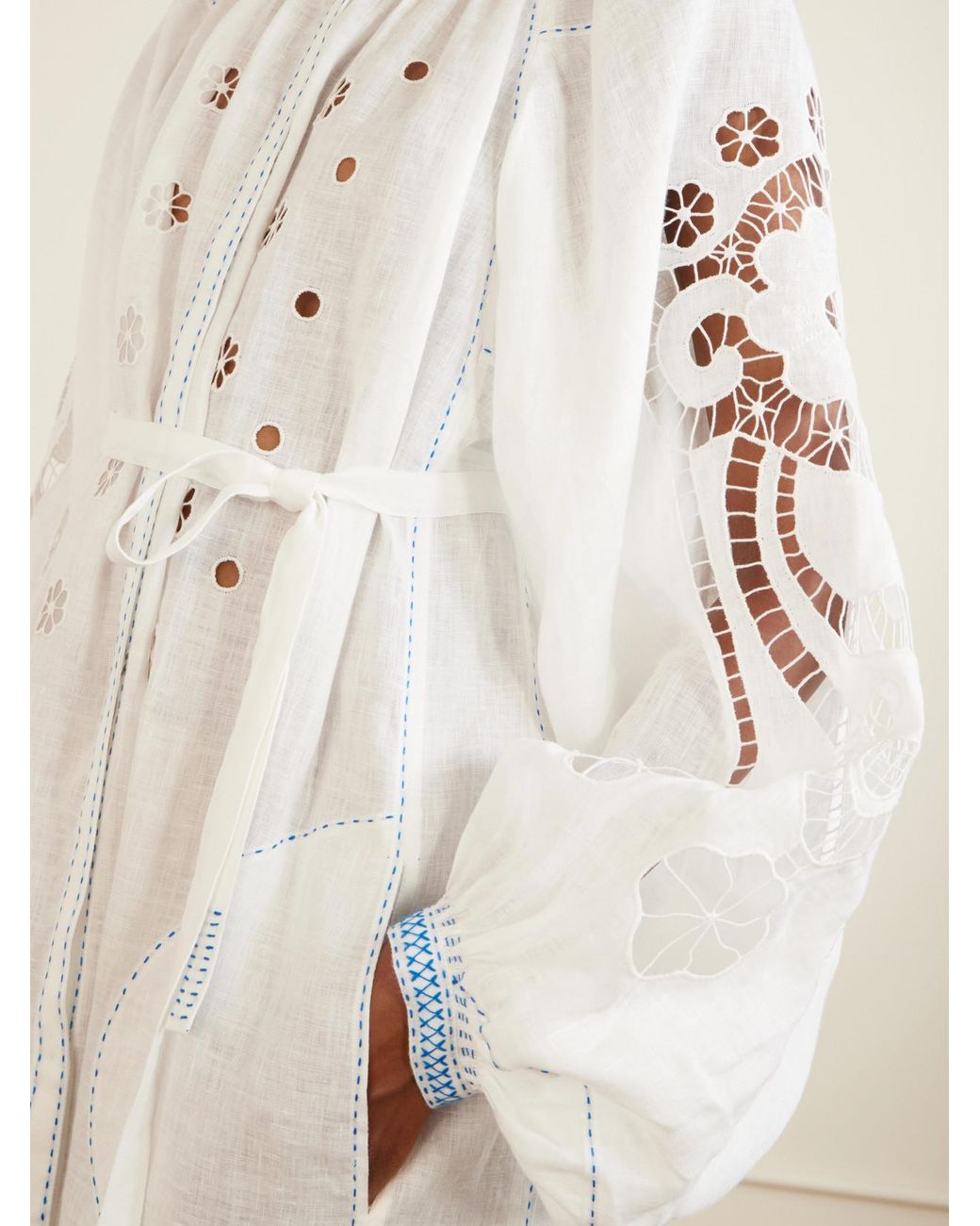 Vita Kin White Babylon Broderie Anglaise-Trimmed Linen Maxi Dress
