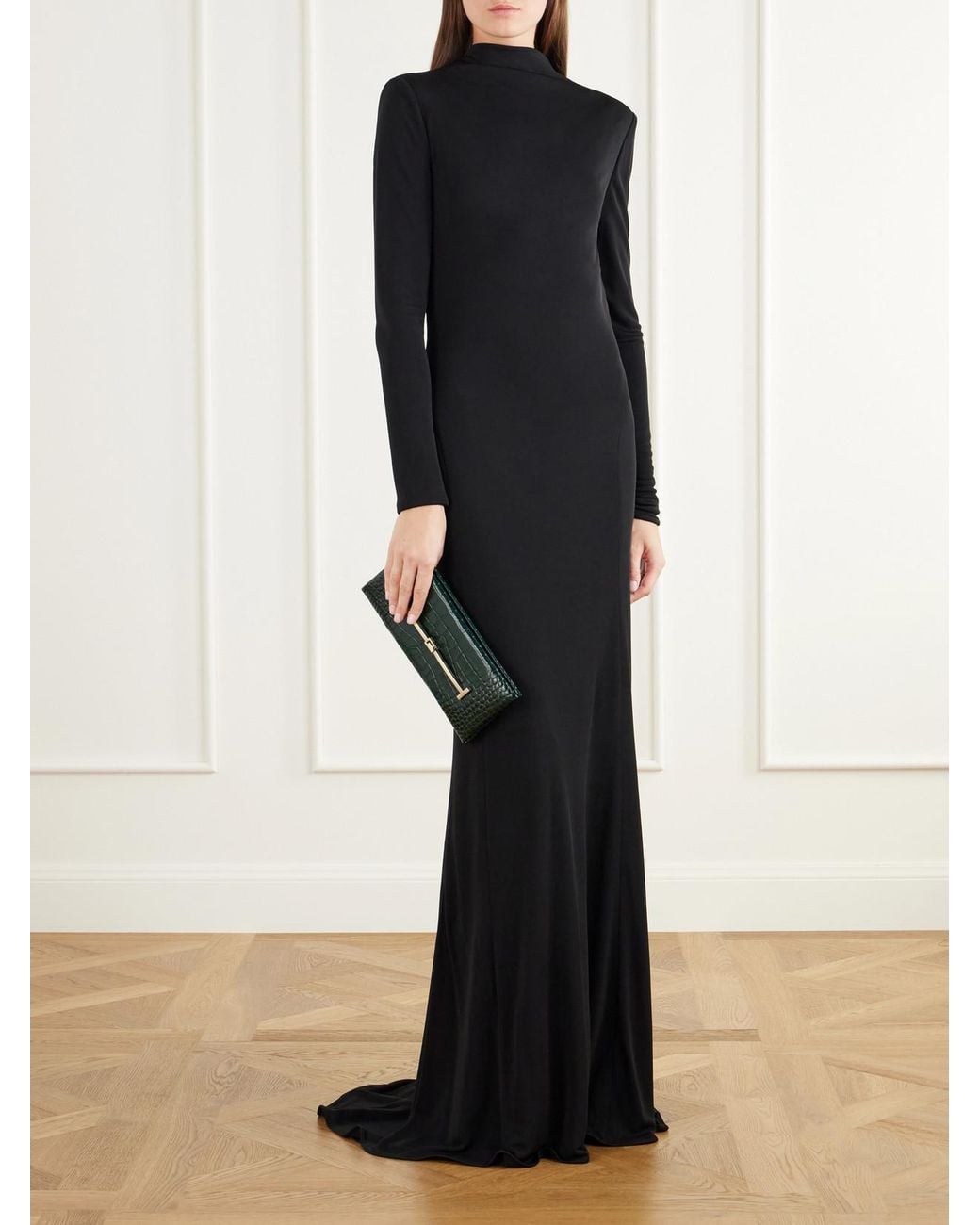 Tom Ford Green Tumbled Croc-Effect Leather Clutch