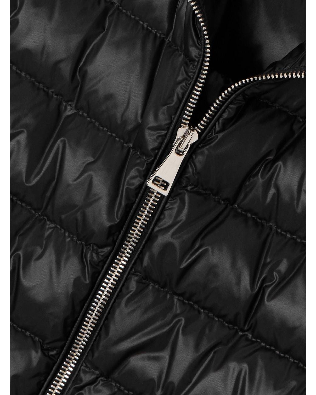 Moncler Black Wool And Quilted Shell Down Cardigan