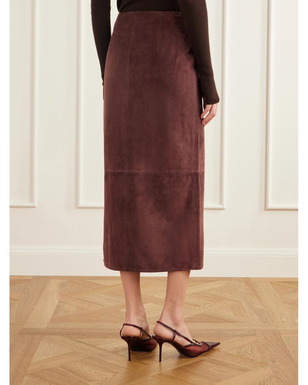 Altuzarra Purple Pinkard Paneled Suede Midi Skirt