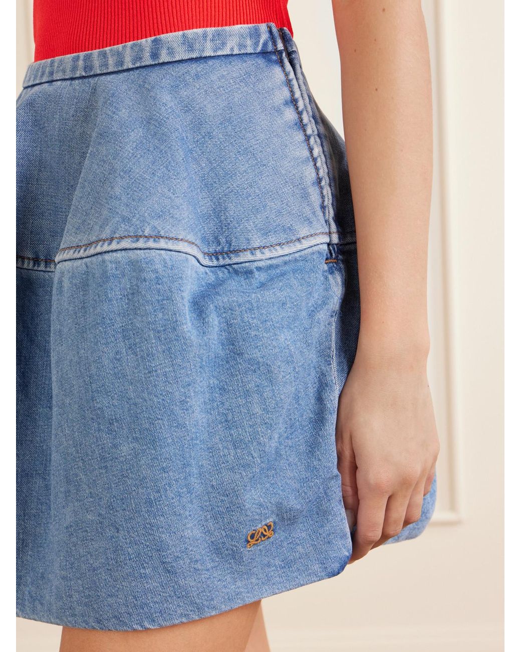 Loewe Blue Paneled Denim Mini Skirt