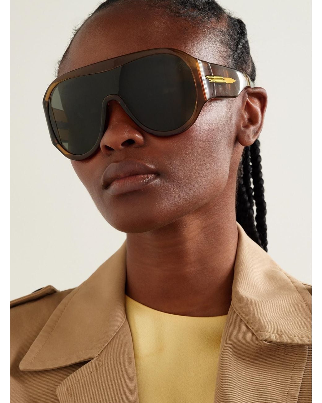 Bottega Veneta Black Aviator-Style Acetate Sunglasses
