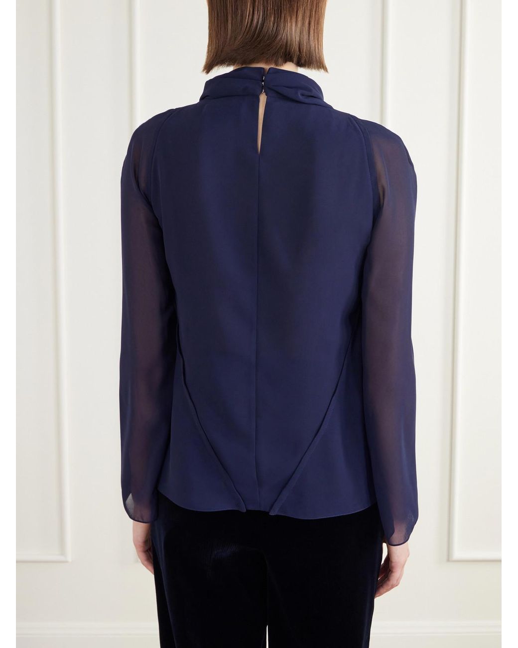 Altuzarra Blue Cara Draped Georgette Blouse