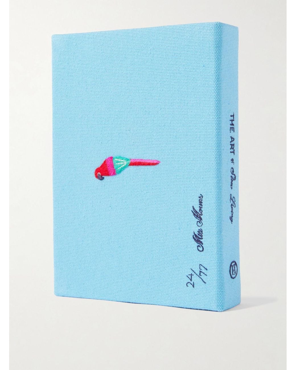 Olympia Le-Tan Blue Mlle Mouns The Art Of Slow Living Embroidered Appliquéd Canvas Clutch