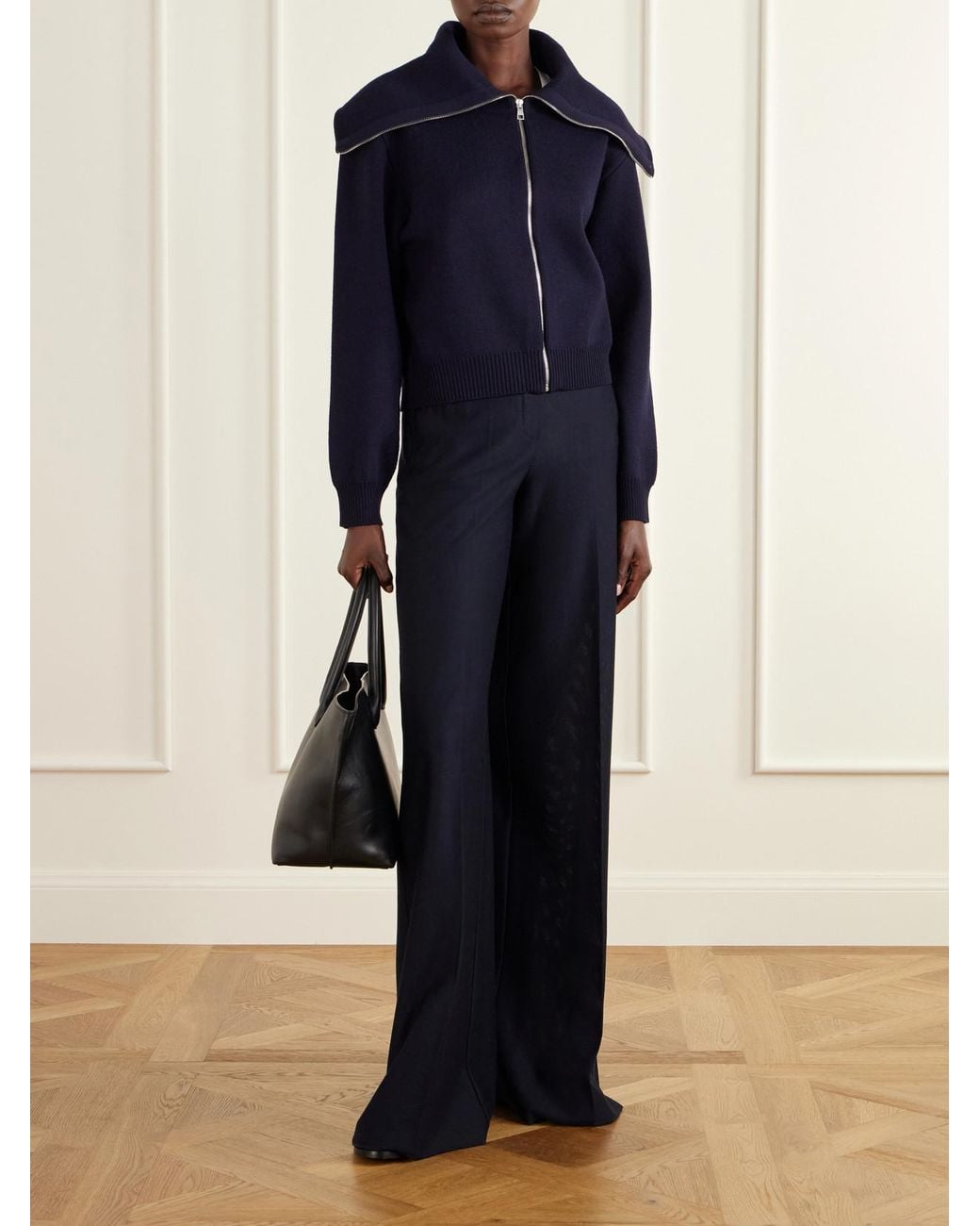 Rohe Blue Wool-Blend Zip-Up Cardigan