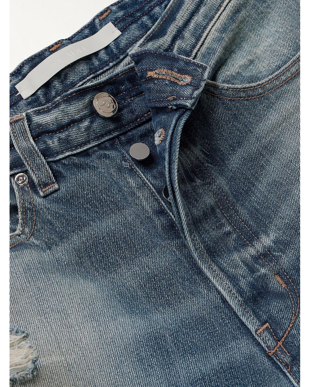 RÙADH Blue The Agnes Distressed Mid-Rise Straight-Leg Jeans