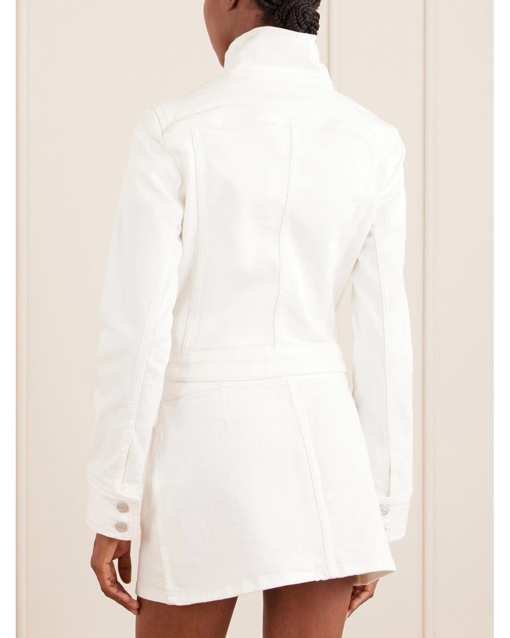 Courreges White Reedition Cropped Logo-Embroidered Denim Jacket
