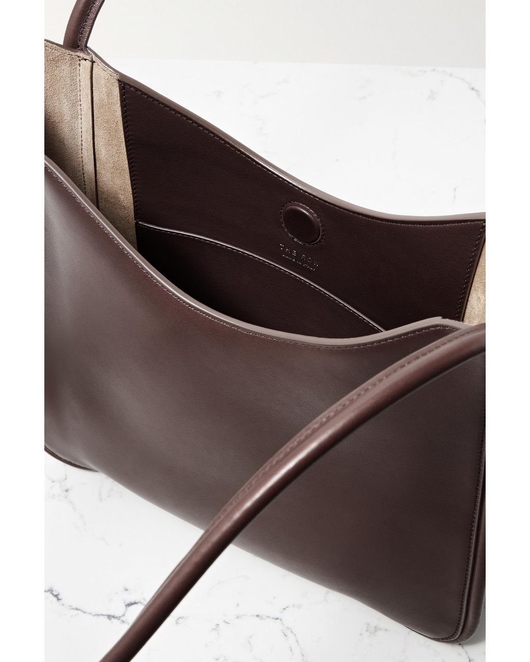 The Row Symmetric Leather Tote in Brown | Lyst