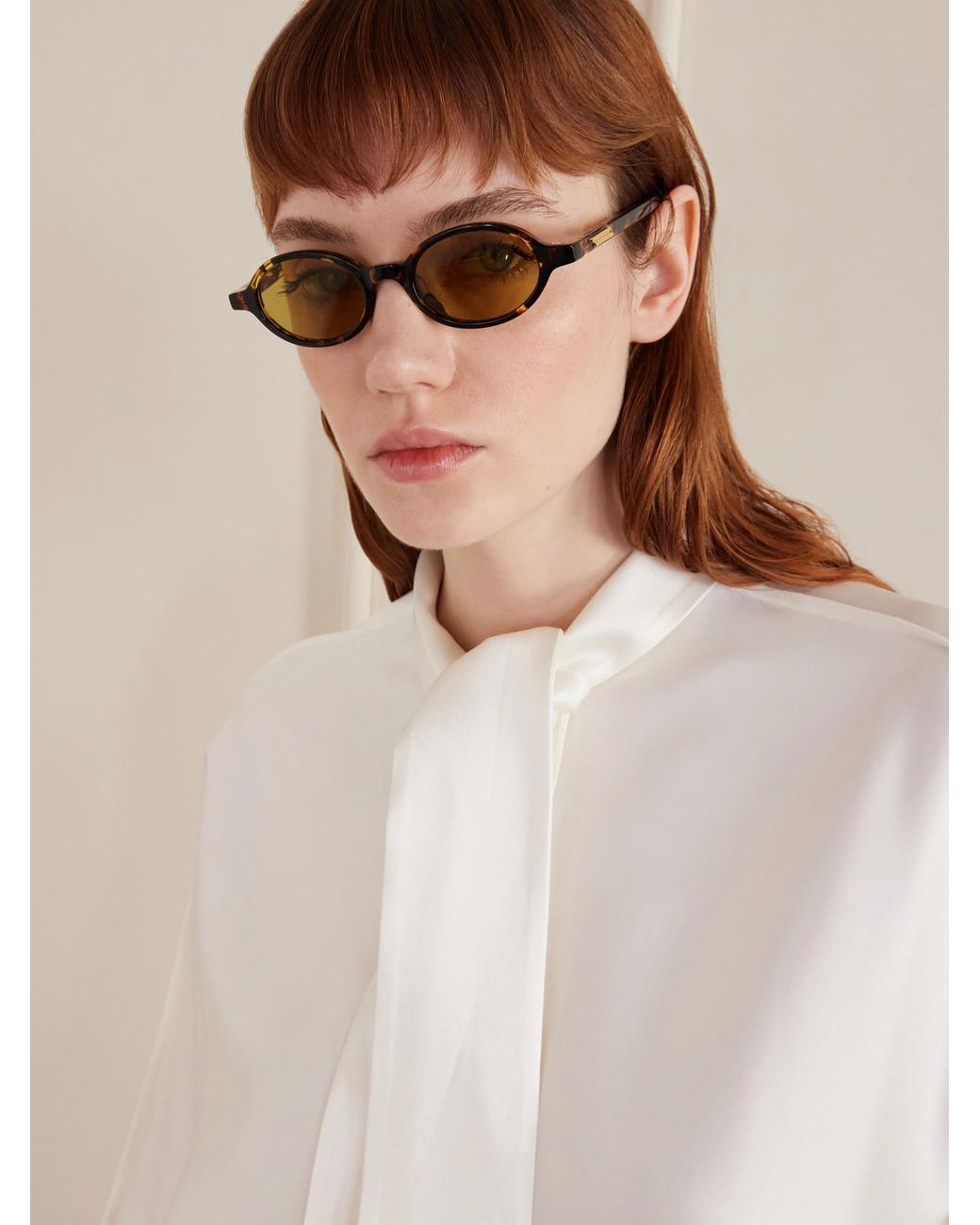 Bottega Veneta Metallic Round-Frame Acetate Sunglasses