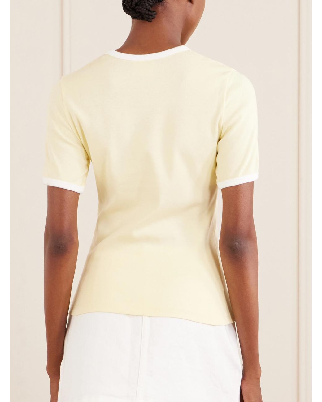 Courreges Natural Logo-Embroidered Cotton-Jersey T-Shirt