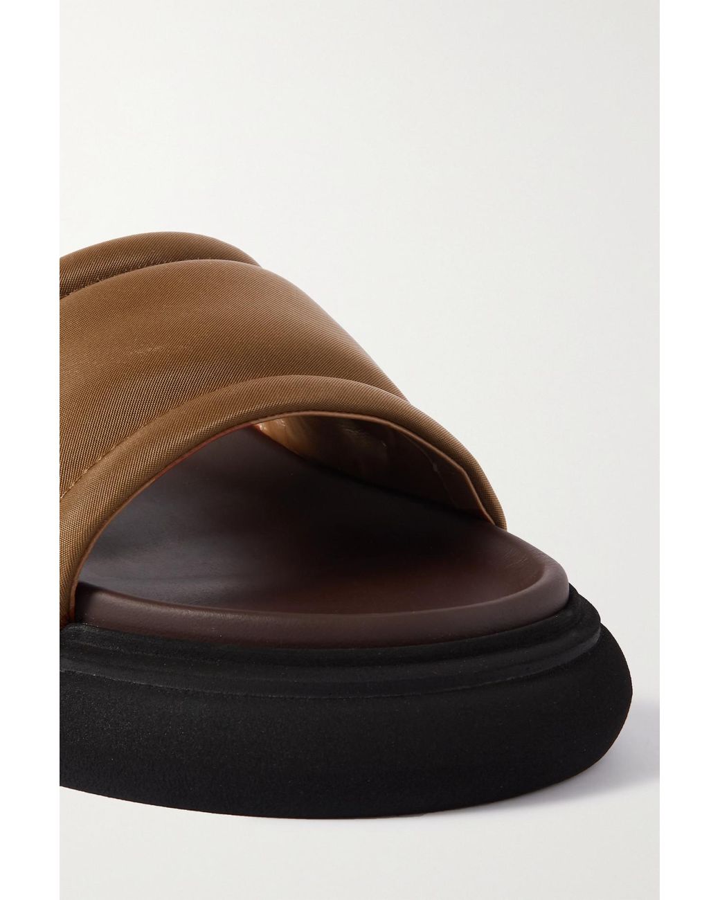 The Attico Noah Satin Slides in Brown Lyst