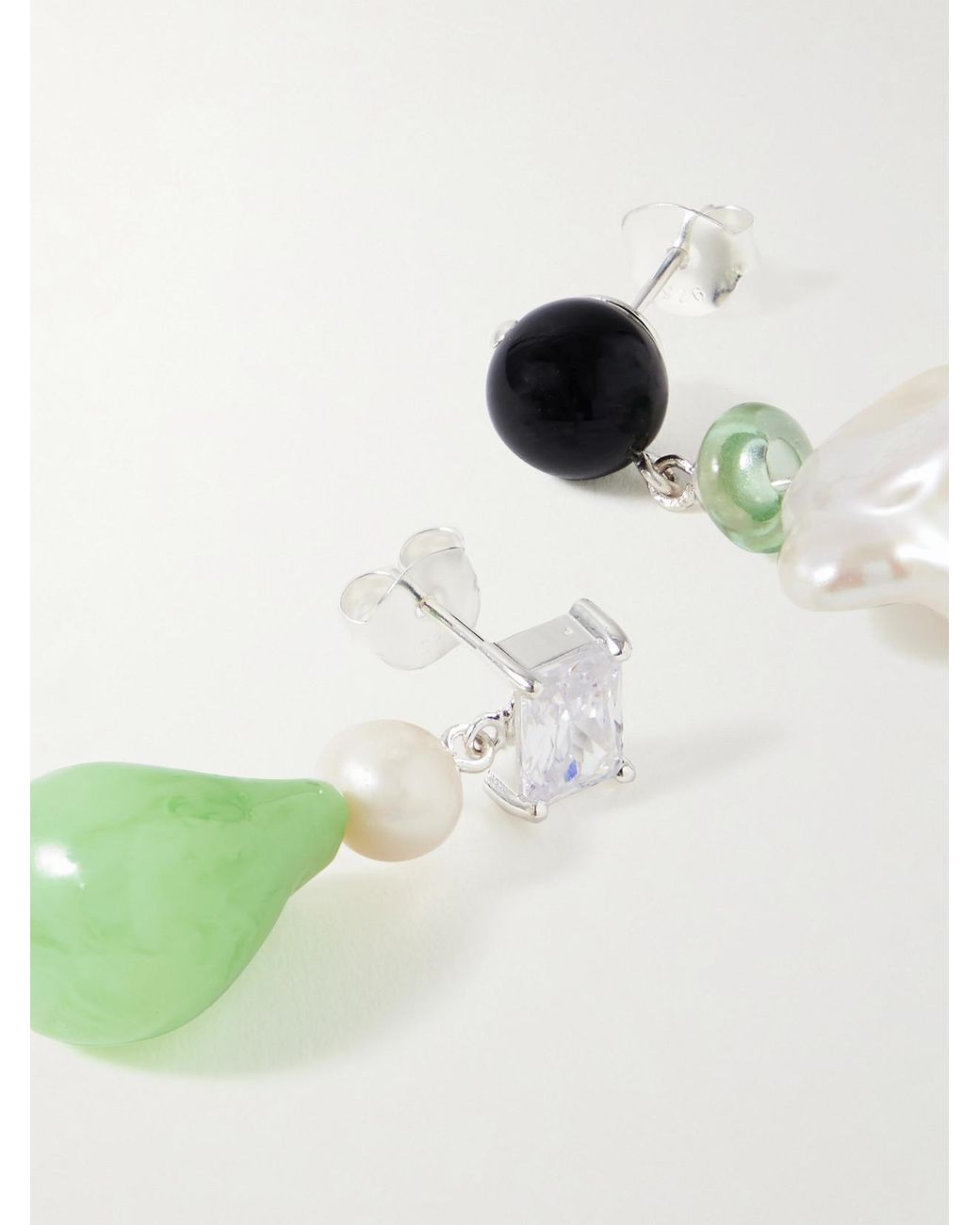 COMPLETEDWORKS White Bio-Resin, Recycled, Cubic Zirconia And Pearl Earrings