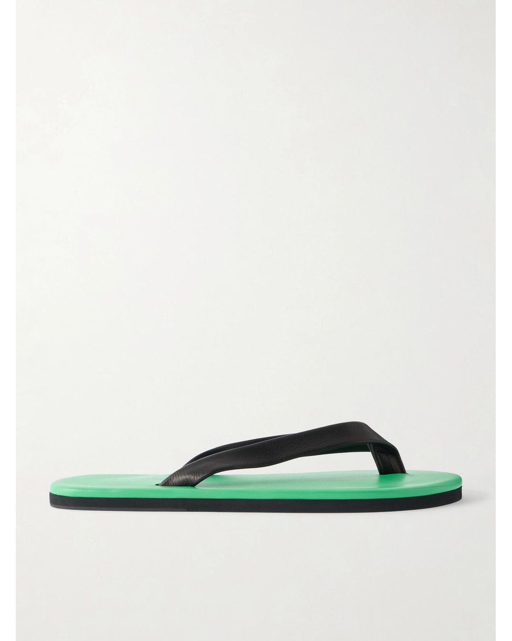 Auralee Green Leather Flip Flops