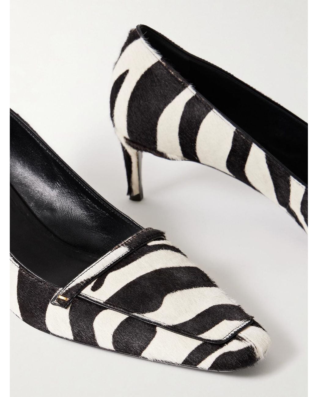 Khaite White Celia Zebra-Print Calf Hair Pumps