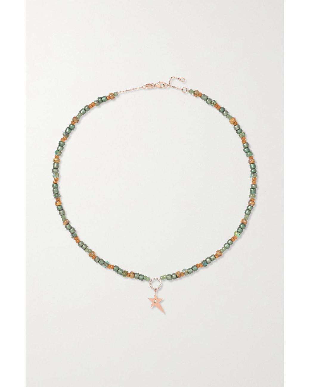 Diane Kordas Metallic 14-Karat Rose, Bead And Diamond Necklace