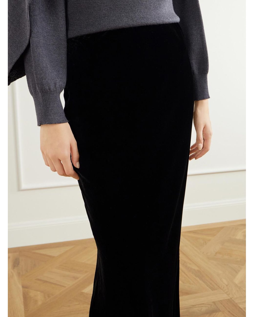 Rohe Black Velvet Maxi Skirt