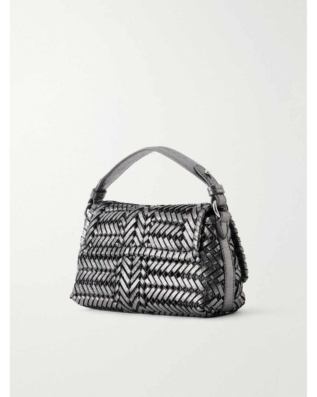 Anya Hindmarch Gray The Neeson New Metallic Woven Leather Top-Handle Bag