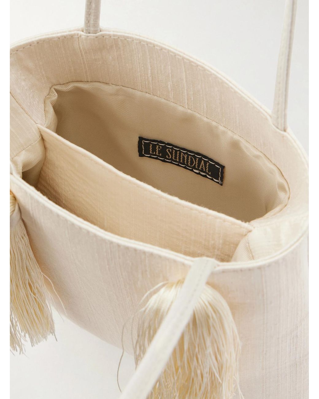 Le Sundial Natural Le Salon Tasseled Dupioni Clutch