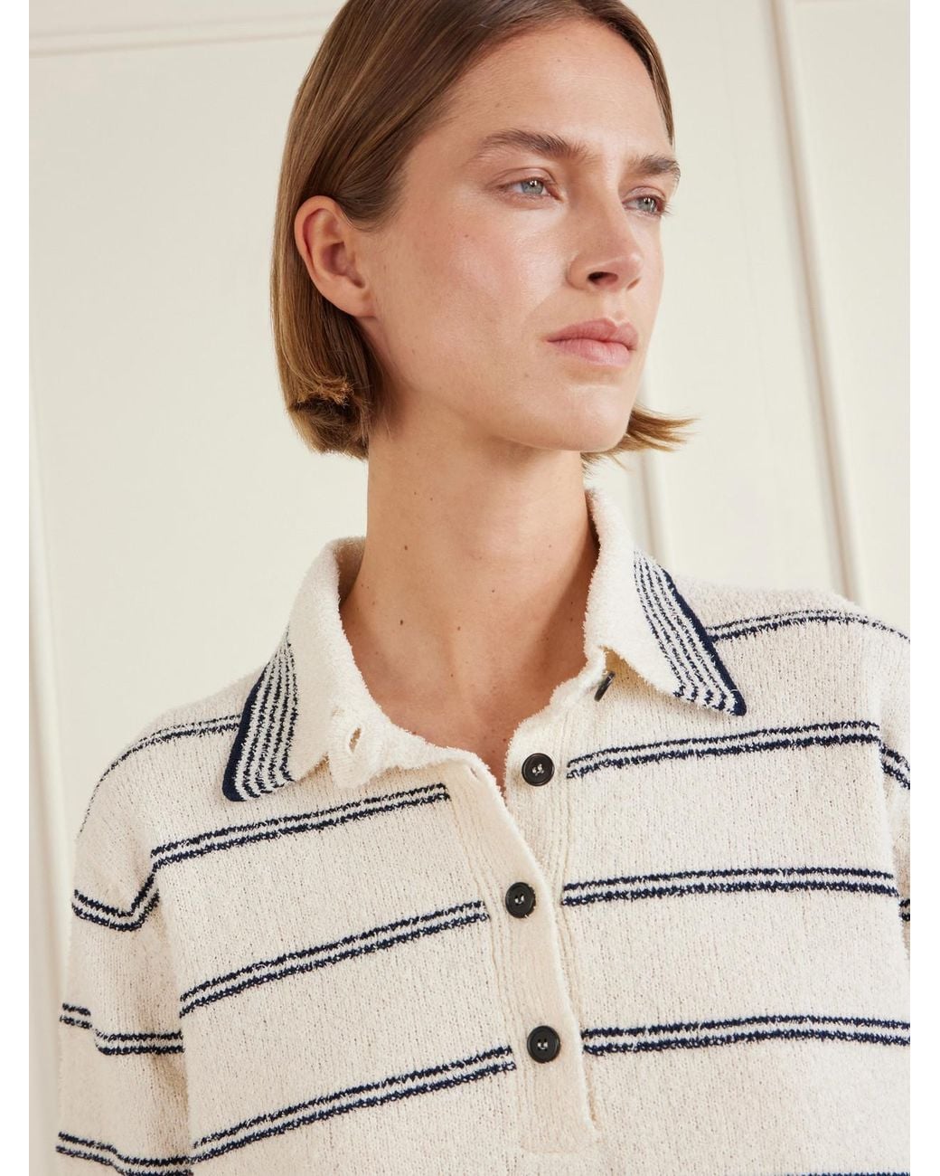 Rohe Natural Striped Cotton-Blend Terry Polo Shirt