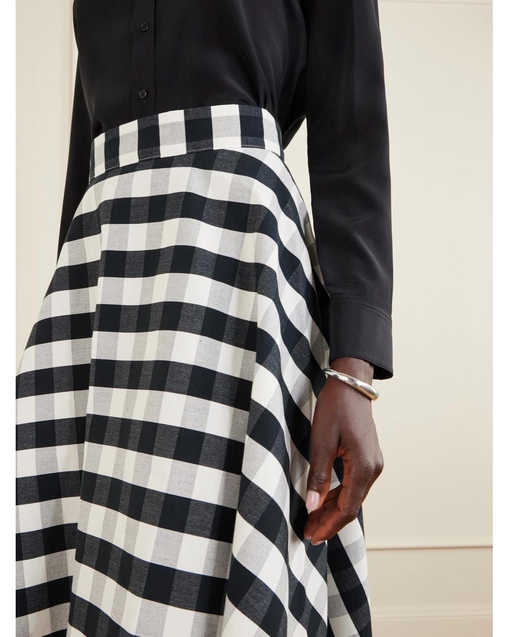 Marta Ferri White Vichy Cotton-Blend Maxi Skirt