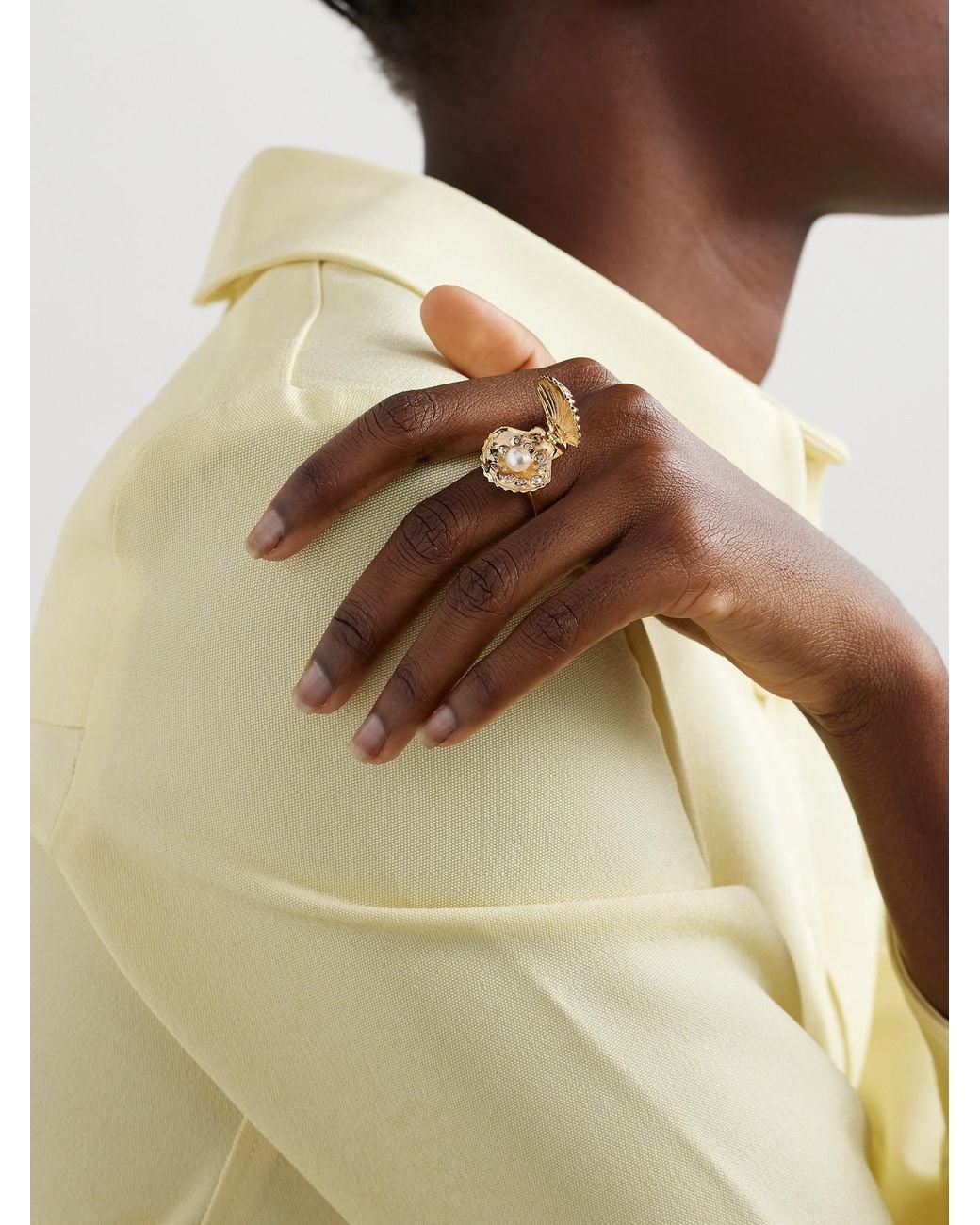 Mateo Natural Lady Venus 14-Karat, Diamond And Pearl Ring