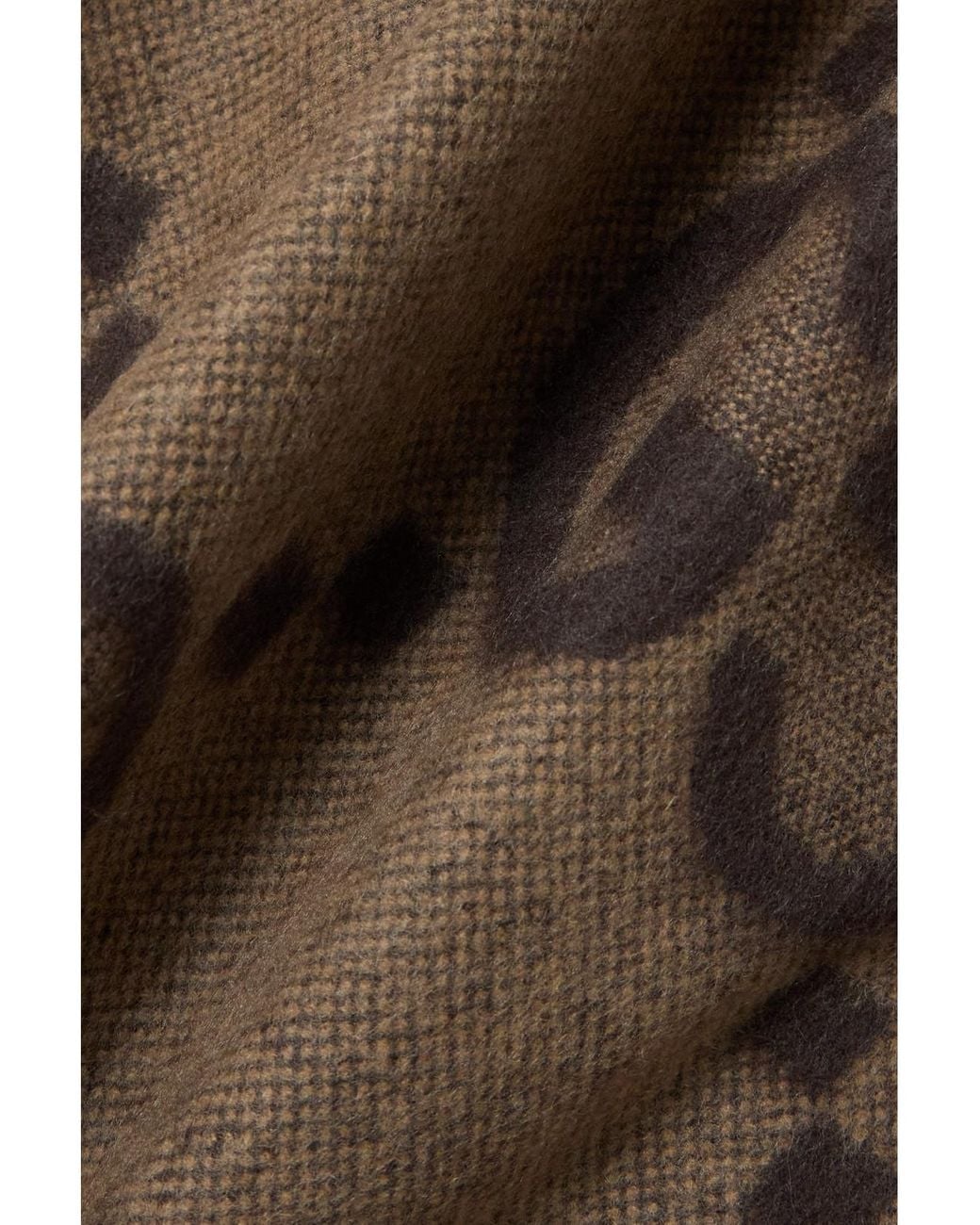 Gucci Brown Reversible Fringed Jacquard-Knit Cashmere Wrap