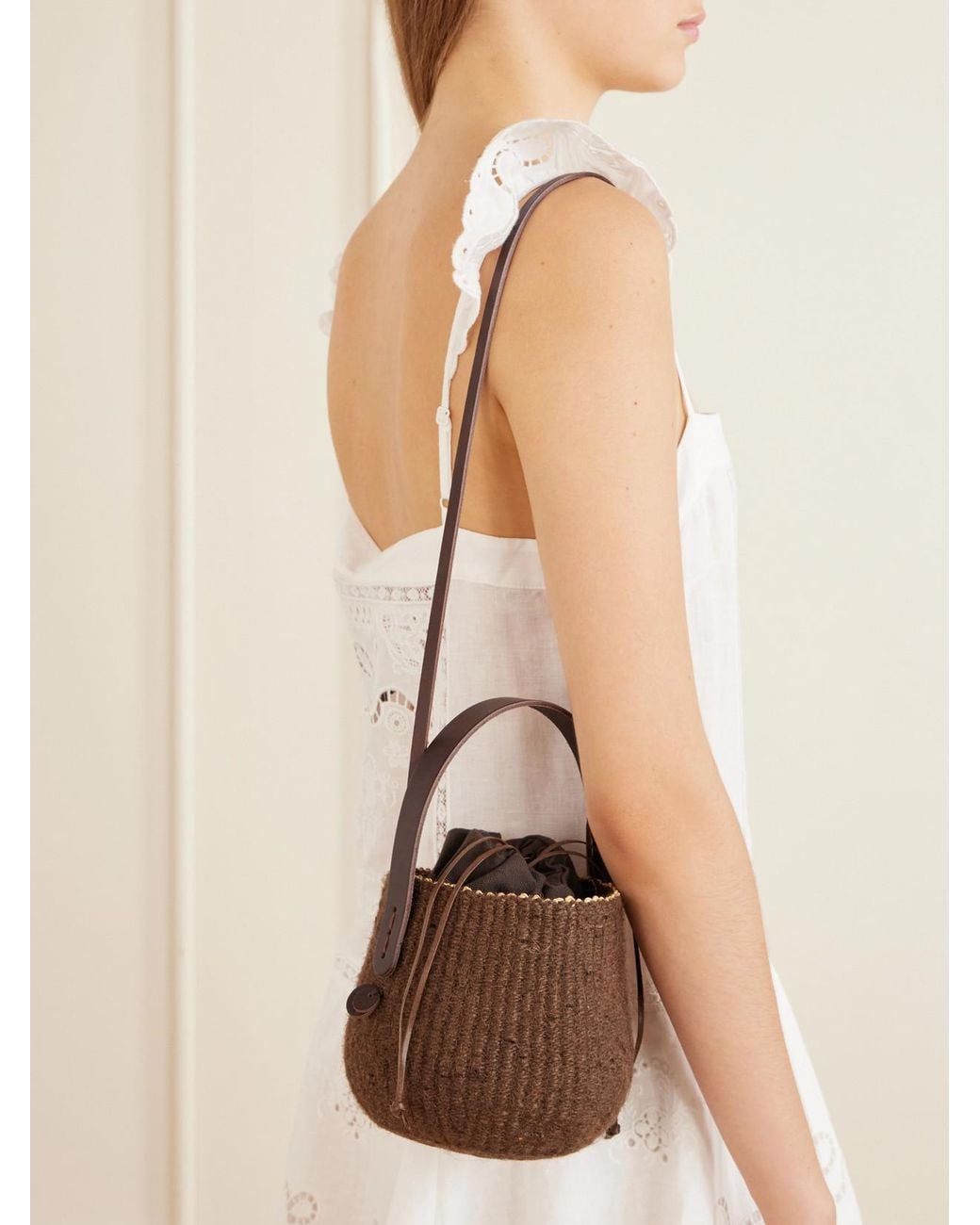 Muuñ Brown Orphee Raffia Shoulder Bag