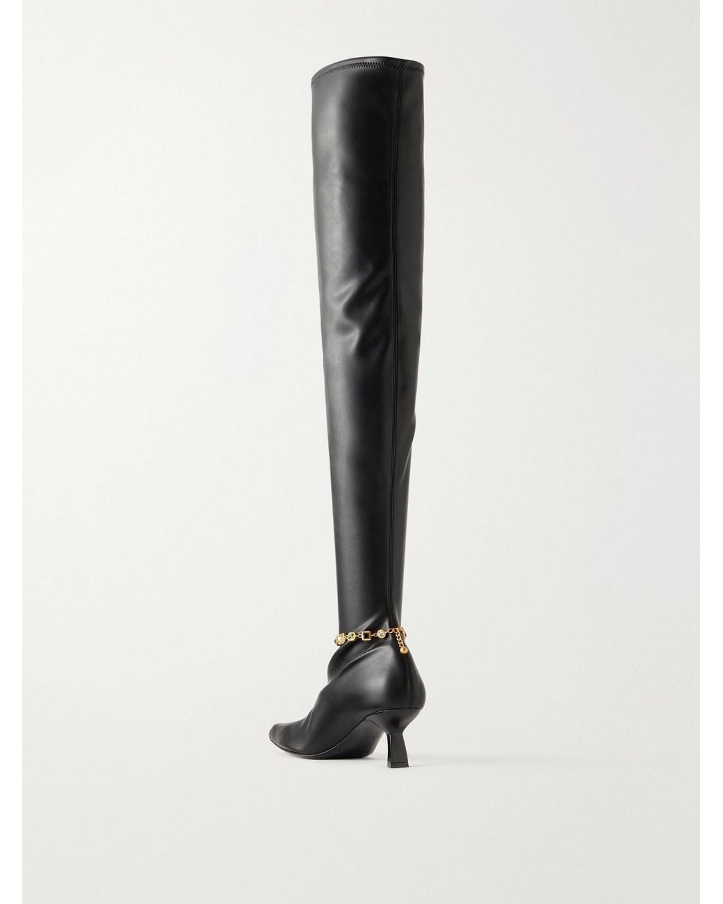 NODALETO White Dona Stretch 50 Crystal-Embellished Glossed Over-The-Knee Boots