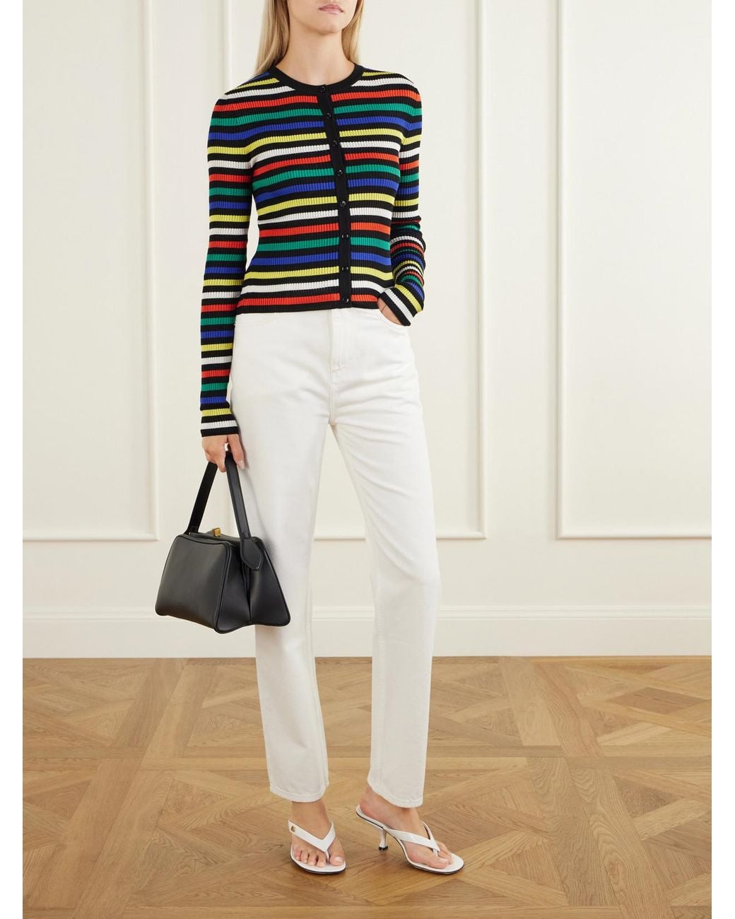 Dolce & Gabbana Blue Ribbed Striped Silk Cardigan