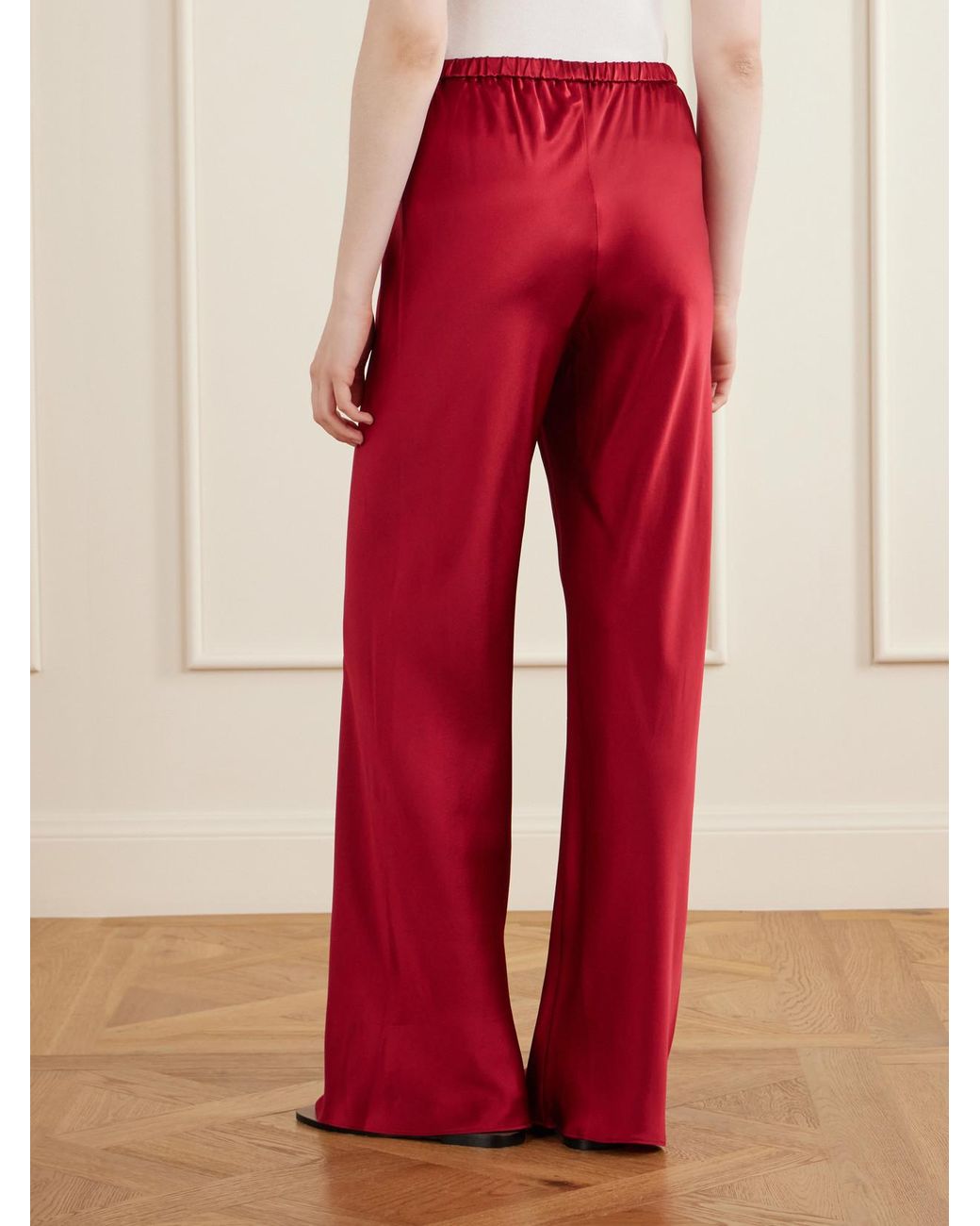Comme Si Red Silk-Bias Pants
