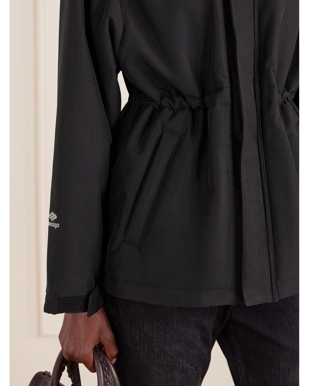Balenciaga Black Embroidered Padded Ripstop Ski Jacket