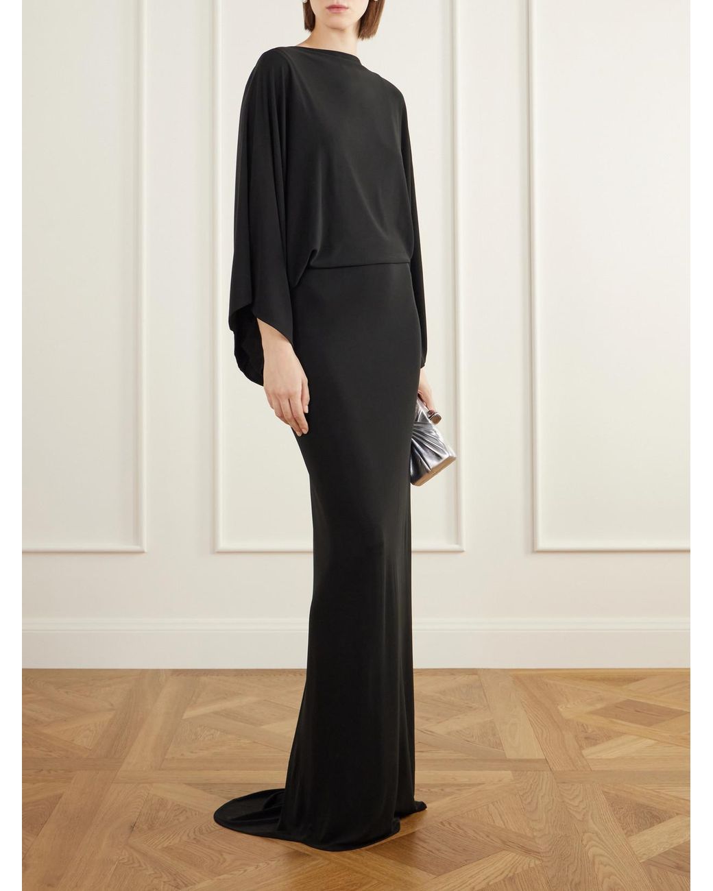 Cult Gaia Black Pallana Bead-Embellished Open-Back Stretch-Jersey Maxi Dress