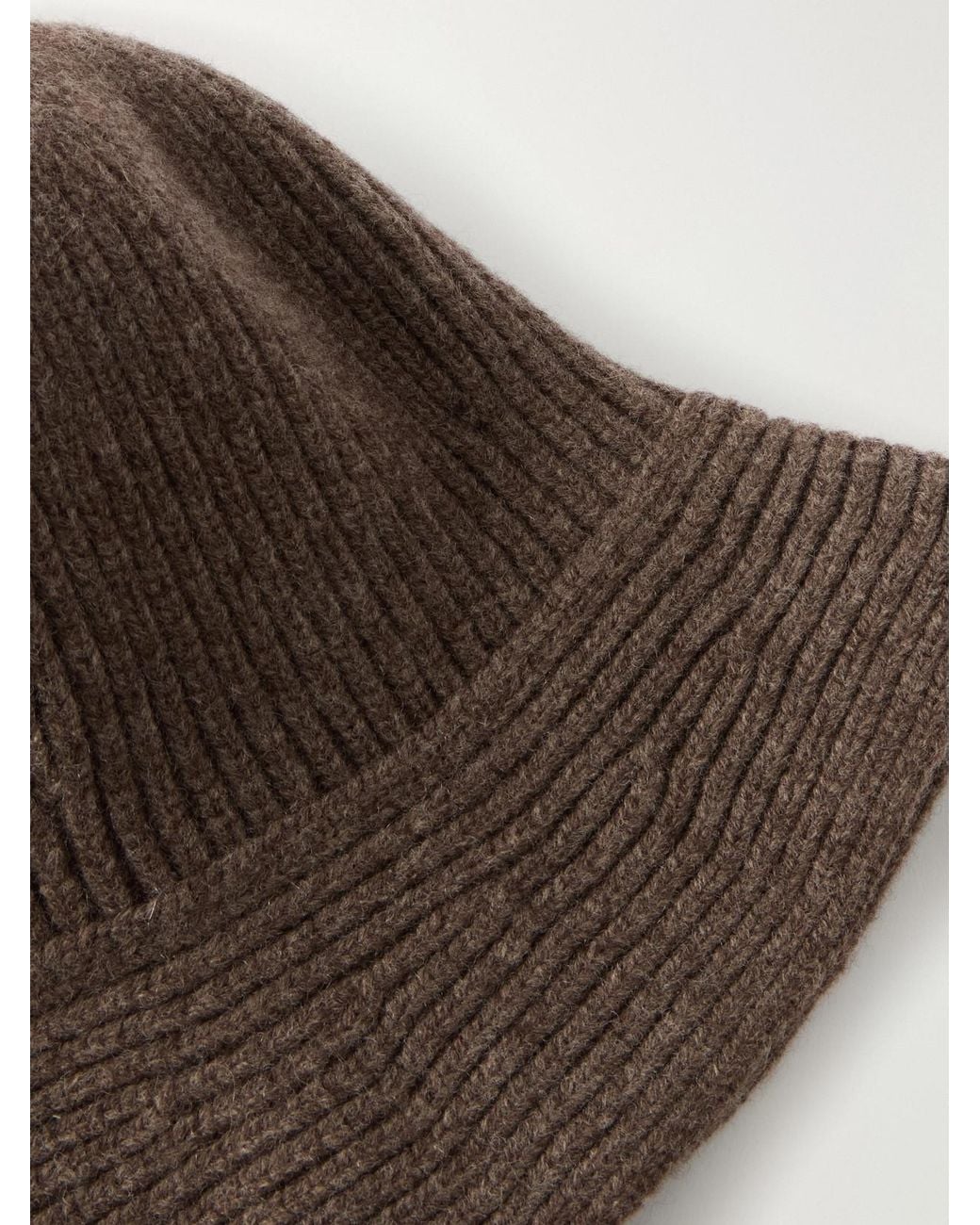 Nour Hammour Brown Bruno Ribbed Merino Wool And Cashmere-Blend Bucket Hat
