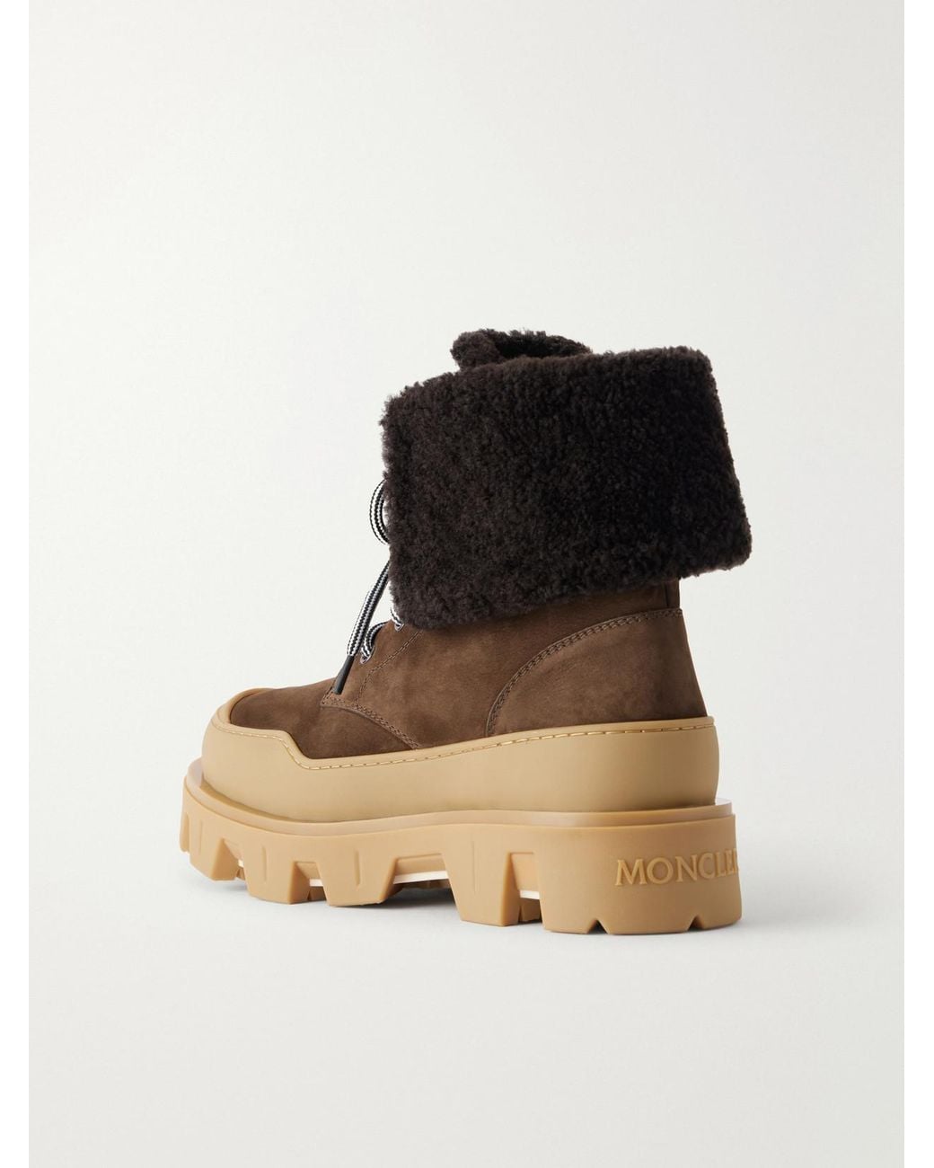 Moncler Black Peak Snowcap Shearling-Trimmed Nubuck Ankle Boots