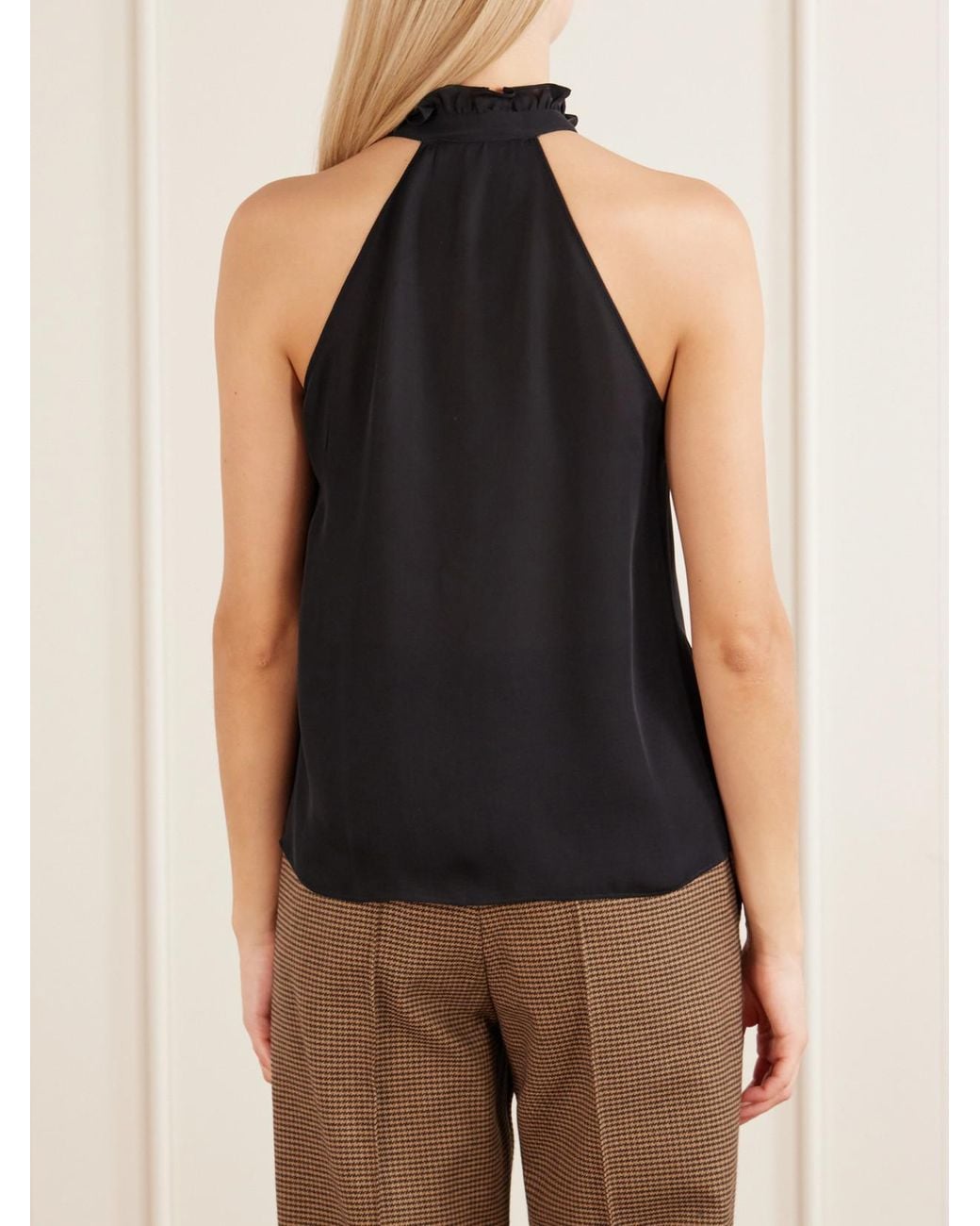 Nili Lotan Black Daniella Halter Silk-Georgette Blouse