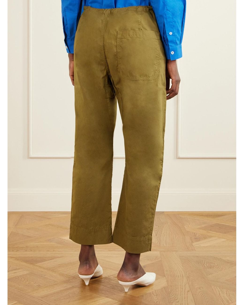 Jamie Haller Green The Rope Tie Cotton Wide-Leg Pants