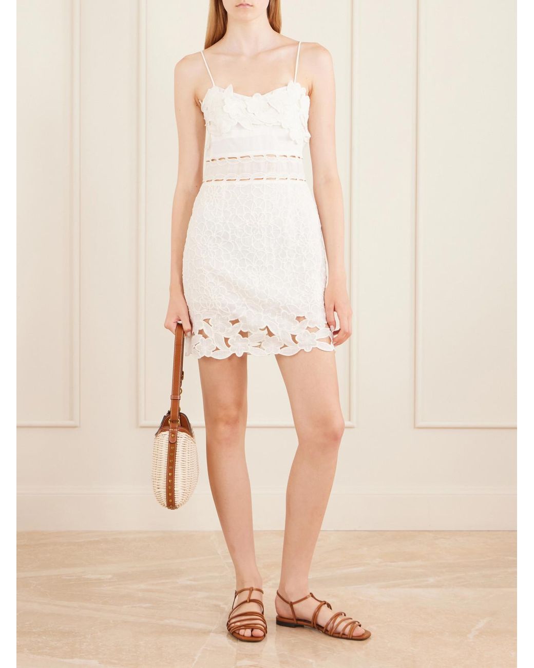 Isabel Marant White Reola Embroidered Ramie Mini Dress
