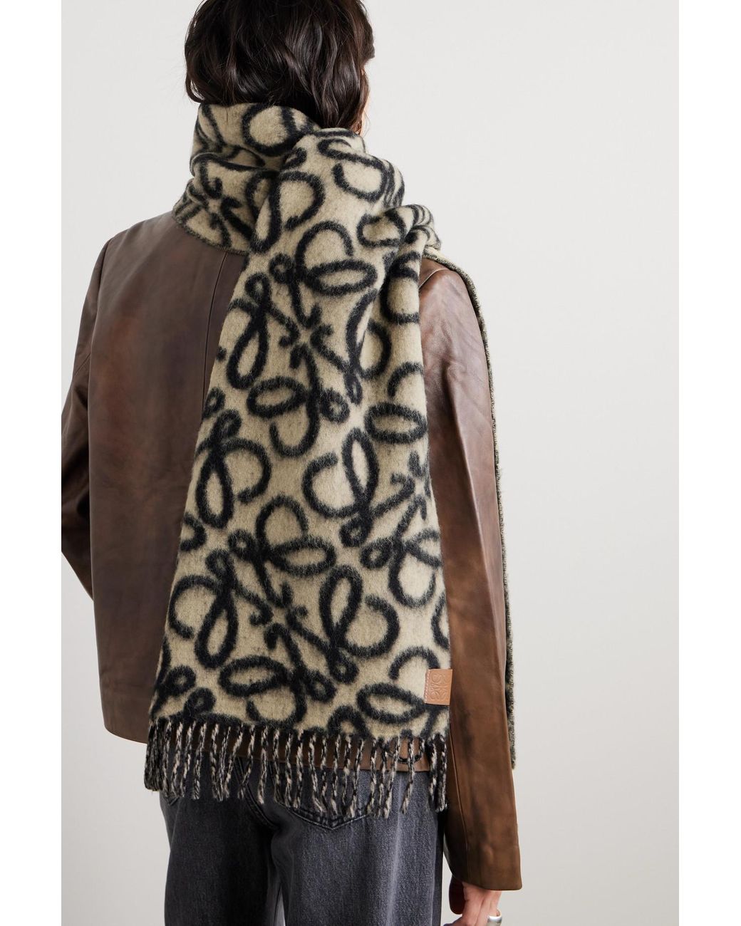 JACQUEMUS Fringed jacquard-knit wool scarf
