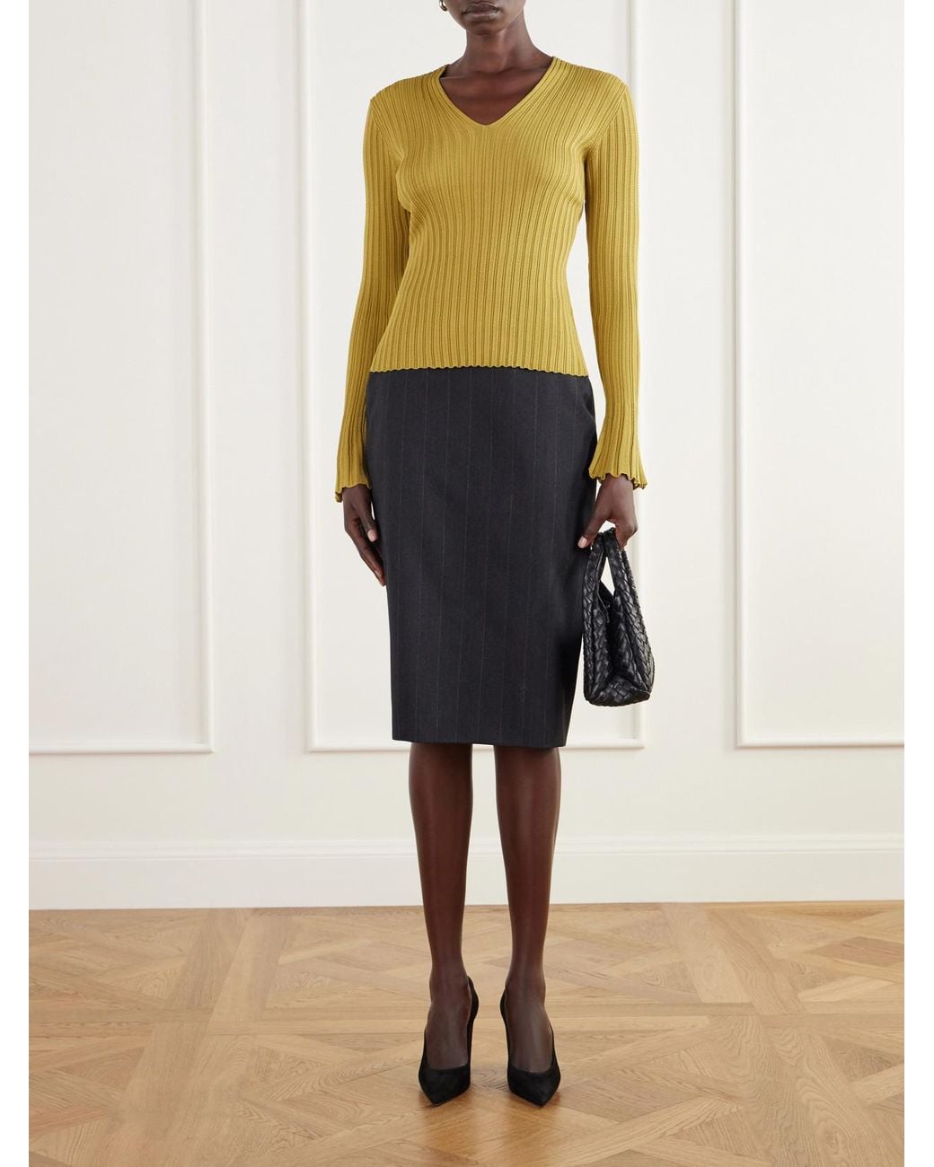 Proenza Schouler Yellow Roux Ribbed Top