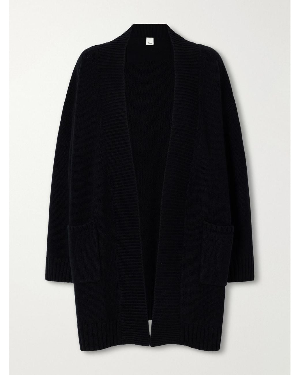 Allude Black Wool And Cashmere-Blend Cardigan