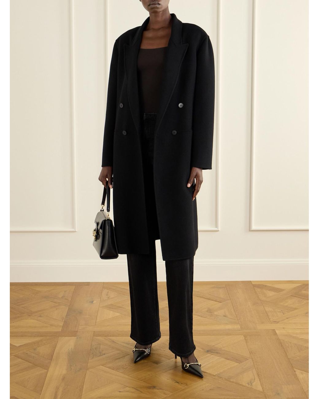 Gucci Black Double-Breasted Wool-Blend Coat