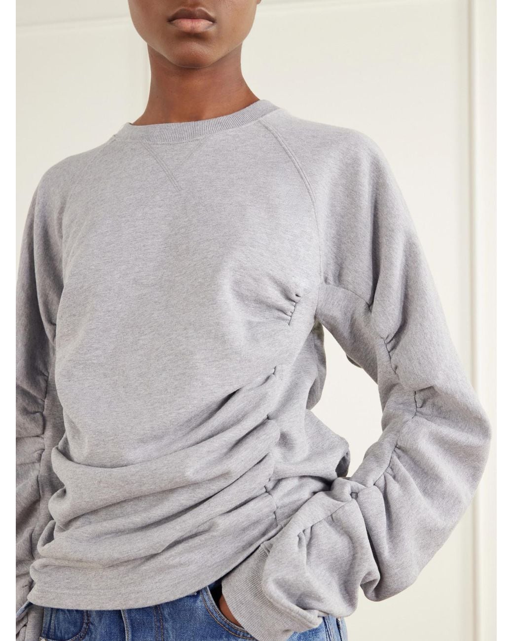 J.W. Anderson Gray Ruched Sleeve Cotton-Jersey Sweatshirt