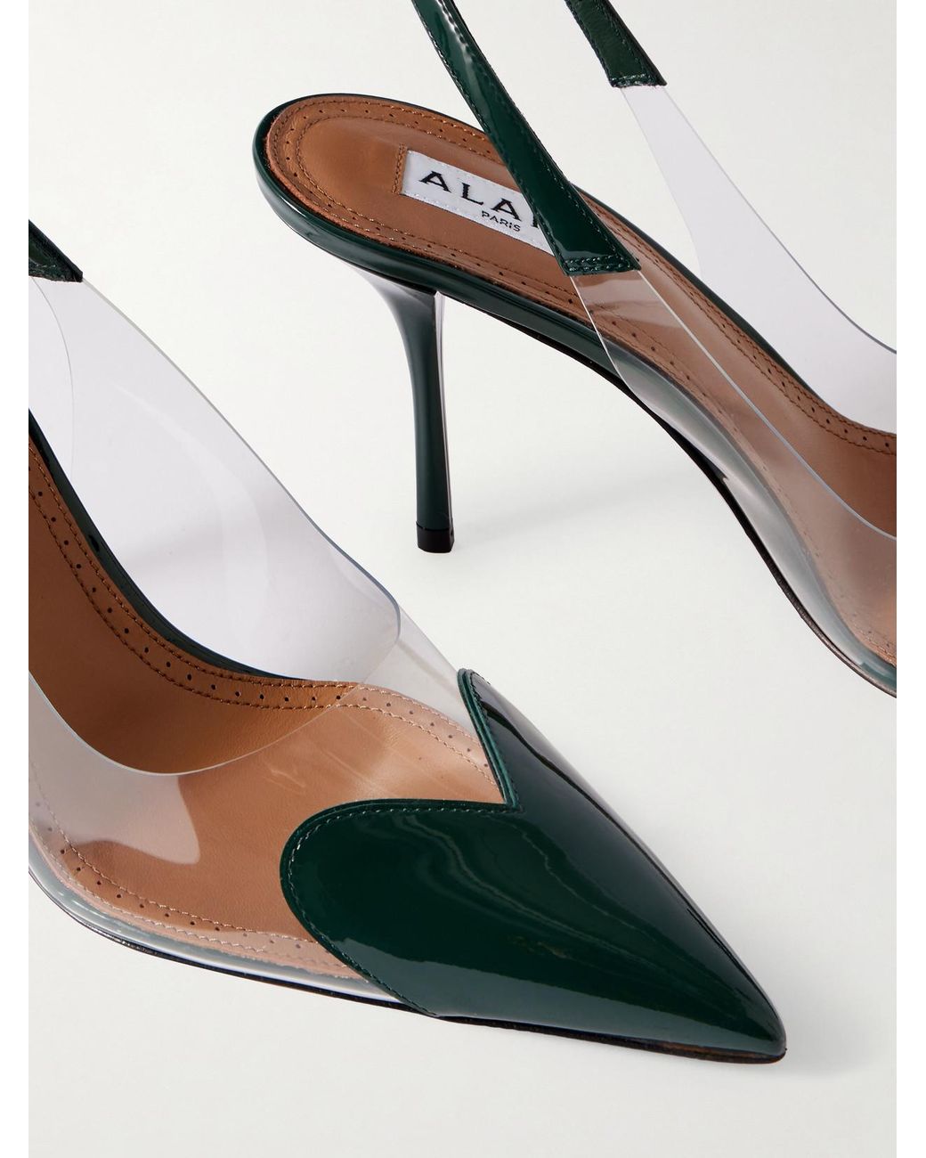 Alaïa Green Le Cour 90 Patent Leather And Pu Slingback Pumps