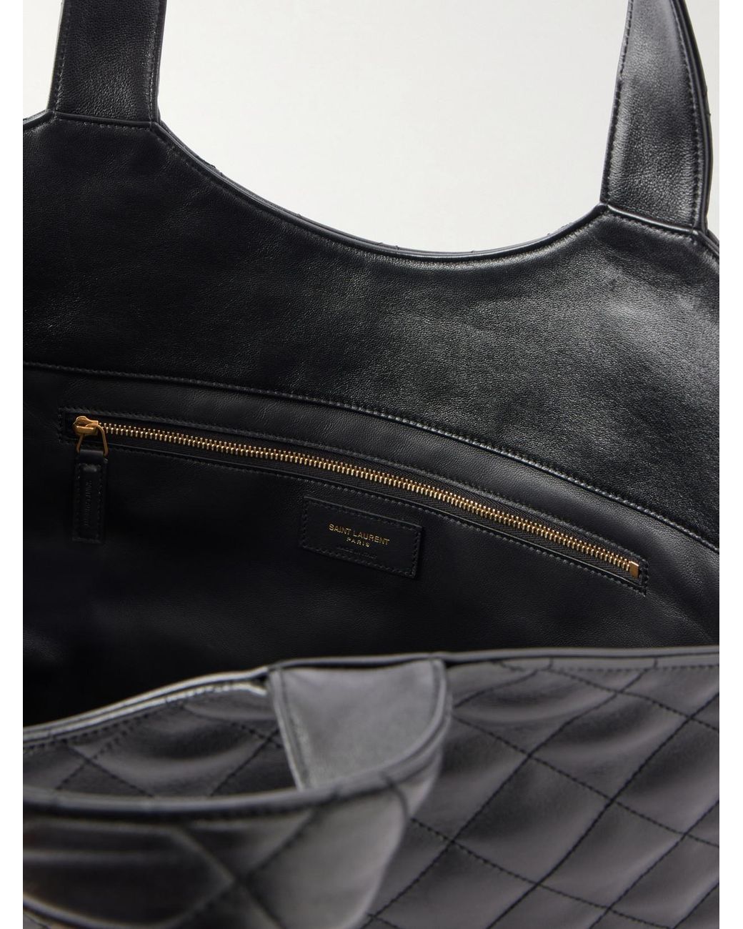 Saint Laurent Black Icare Medium Matelassé Leather Tote