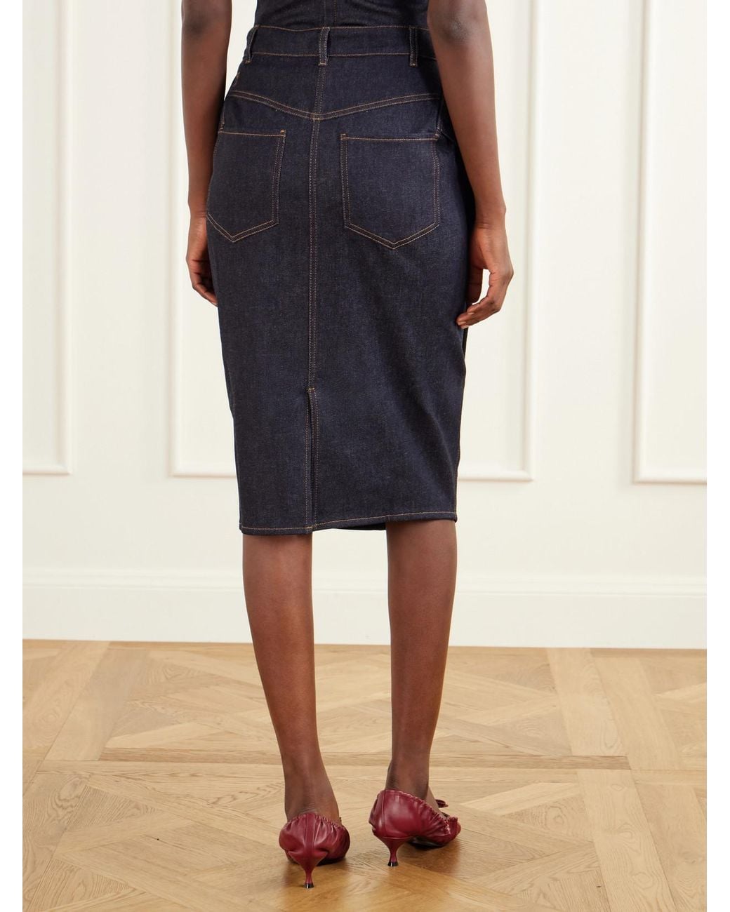 Jacquemus Blue Cubisto De Nimes Cotton-Blend Denim Midi Skirt
